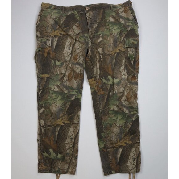 Vintage 90s Cabelas Mens 3XL Faded Button Fly Camouflage Wide Leg Cargo Pants